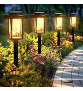 GIGALUMI Solar Pathway Lights, 6 Pack Garden Solar Outdoor Lights, IP65 Waterproof Landscape Ligh...
