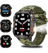 Military Smart Watch for Men (Bluetooth Call), 600mAh Rugged Outdoor Watch with Compass Barometer...