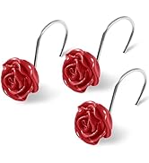 Litabel Rose Shower Curtain Hooks 12PCS,Rose Home Decorative Shower Curtain Hooks Metal Rustproof...