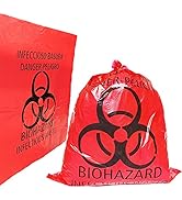 Daarcin 20pcs 16.5x20in/42x51cm Red Biohazard Waste Bags With Hazard Symbol Disposable Hazardous,...