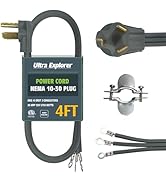 Ultra Explorer 10 AWG 3 Prong Dryer Cord, 4 Ft Heavy Duty Appliance Cord SRDT, 30 Amp Power Cord,...