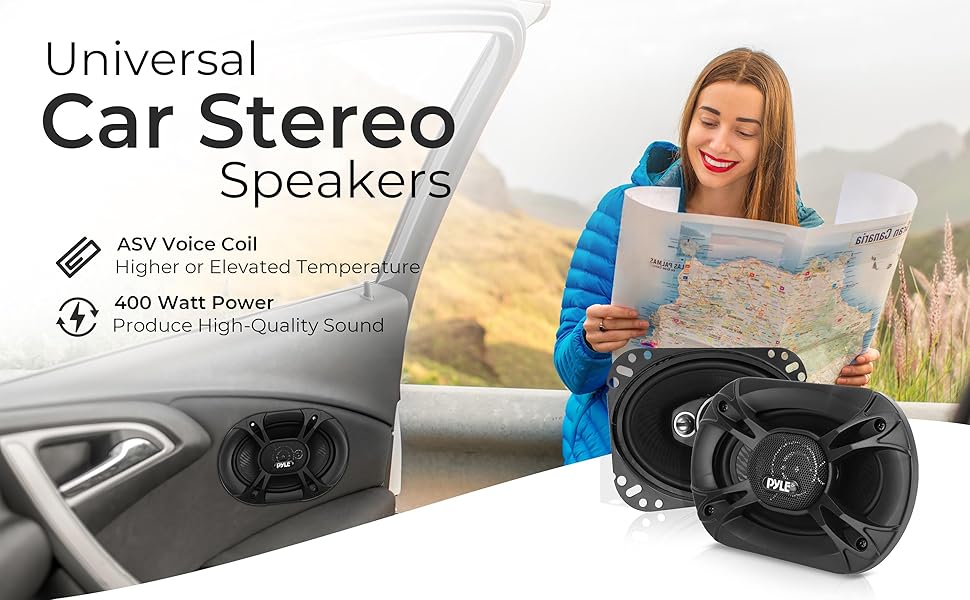 3-Way Universal Car Stereo Speakers - 400W 6” x 8” Triaxial Loud Pro Audio Car Speaker Universal OEM