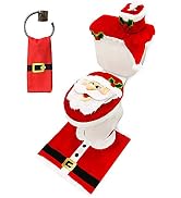 JOYIN 5 Pieces Christmas Theme Bathroom Decoration Set w/ Toilet Seat Cover, Rugs, Tank Cover, To...