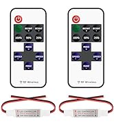 VIPMOON 2 Pack 11 Key RF Mini Wireless Remote Controller with DC 5-24V for 3528 5050 Single Color...