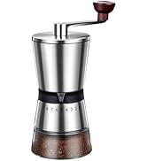 Ceramic Burr Manual Coffee Grinder with 8 Adjustable Coarseness Settings for Cold Brew Espresso B...