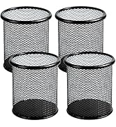 Ameceres 4 Packs Wire Mesh Pencil Holder Metal Pen Cup Desk Pen Organizer Case Pencil Jar Black f...