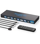 AILVLVNG 4K144Hz KVM Switch 4 Computers 1 Monitor USB3.0 DisplayPort+2HDMI+USB C KVM Switches 4 P...