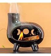 MOUGIGI Handcrafted Ceramic Palo Santo Holder Burner with Green Glaze - Modern Footed Pottery Inc...