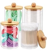 Tbestmax 4 Pack Qtip Holder, 10-Ounce Bathroom Organizer Accessories Storage Containers Clear Pla...