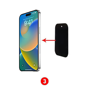 Smartphone with colorful screen display next to a black rectangular device with an arrow pointing between them.