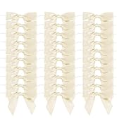 AIMUDI Small Ivory Bows for Christmas Tree 3.5" Pre Tied Ivory Bows for Wedding Premade Ivory Twi...