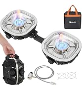 Gonex AeroFlame Dual Burner 20,000 BTUs Propane Camping Stove with Precision Flame Control &amp; Remo...