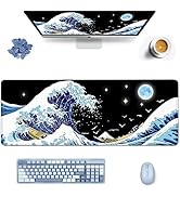 Viorichve Japanese Sea Wave Gaming Mouse Pad Extended Large Mouse Pad XXL Big Desk Mat 31.06" x 1...