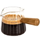 Adorever Espresso Cups 6 OZ, Double Spout Espresso Shot Glass with Wooden Handle, Clear Glass Mea...