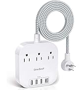 Power Strip with USB C, 3 Outlets 4 USB Ports (22.5W/4.5A) Desktop Charging Station, Flat Plug, 5...