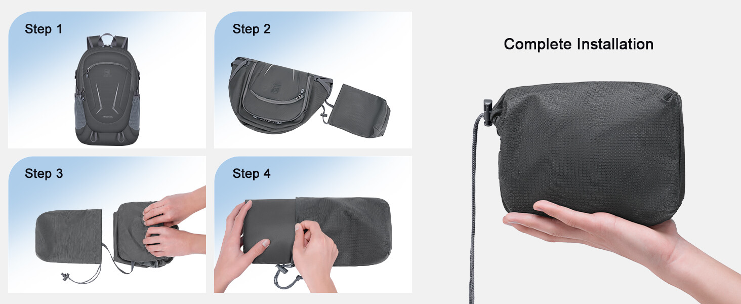 The MIYCOO packable bag folds effortlessly into a small pouch. Ideal for easy storage and travel