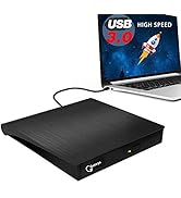 External DVD Drive, USB 3.0 Portable CD/DVD +/-RW Drive/DVD Player for Laptop CD ROM Burner Compa...