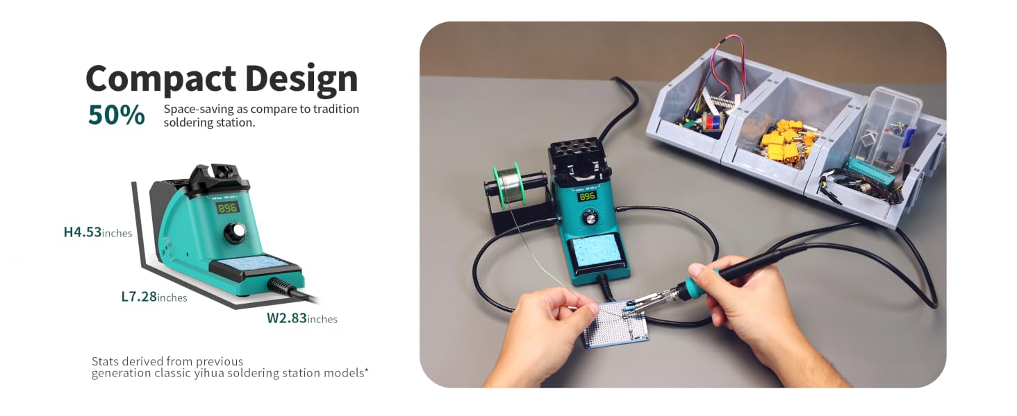 The 926-III 60W soldering station has a compact size and saves space