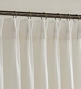 Cream Linen Curtains 84 Inches Long Pinch Pleated for Living Room Bedroom Pinch Pleat Drapes Ring...