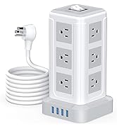 Power Strip Surge Protector Tower with 12 Outlets 4 USB Ports, 10ft Long Extension Cord Multiple ...