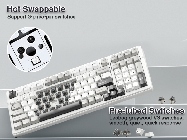 lubed greywood v3 switches mechanical keyboard hot swap custom keyboards computer pc game keyboard