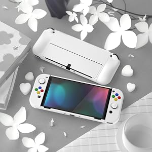  Dockable Hard Shell for Switch OLED w/Thumb Grip Caps &amp; Button Caps