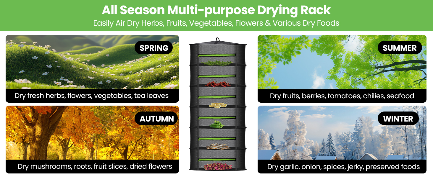 MEKOLIFE Herb Drying Rack, All Season Multi-purpose Mesh for Herbs, Fruits, Vegetables &amp;amp; Flowers