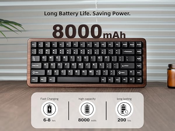 75% Mechanical Keyboard Wireless with QMK/VIA, WD75 V2 Wood Gaming Keyboard