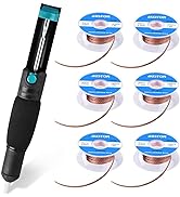 AUSTOR Desoldering Sucker and 6 Pcs Solder Braid Wick (2.0mm/2.5mm/3.0mm Width, 1.5m Length) with...