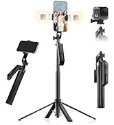 Professional Phone Tripod Stand with Wireless Remote &amp; Ring Light, Adjustable Heavy Duty Selfie S...