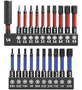 21-Piece 2.5" Hex Head Allen Wrench Drill Bit Set, 1/4” Hex-Shank S2 Steel Drill Bits Sets with 2...