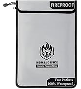 Upgraded Two Pockets Fireproof Document Bag (2000?), andyer 15”x 11”Waterproof Fireproof Money Ba...
