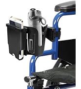 Wheelchair Cup Holder with Phone Holder, 2-in-1 Walker Cup Holder, 360° Rotatable Clamp with Sili...