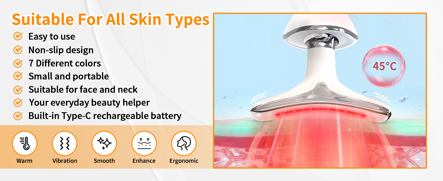 7 Color Face Neck Massager for Skin Care