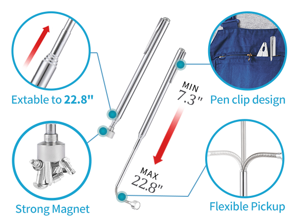 telescoping magnetic pickup tool flexible bendable