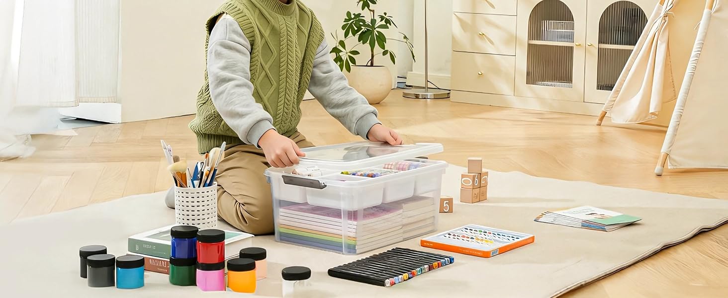 Plastic Storage Box Art Supply Craft Organizers and Storage Stackable Storage Container