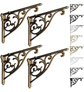 Shelf Brackets 8 Inch 4 Pack Heavy Duty Antique Brass Wall Bracket Victorian Kitchen Decorative R...