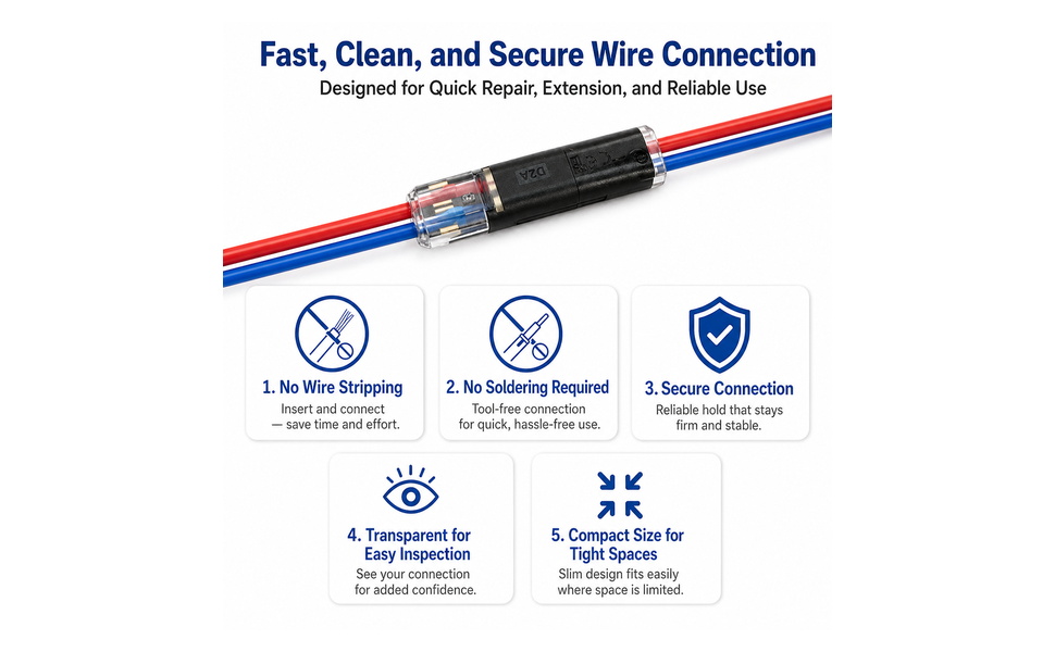 2-wire quick disconnect connector with red and blue low-voltage wires