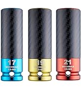 3 Piece MECHMAX High-Strength Wheel Protector Non-marring Lug Nut Socket Set, 1/2 Inch Drive17, 1...