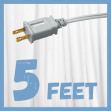 comfort zone fan power cord is 5 feet or 60 inches in length