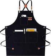 AFUN Chef Aprons for Women Men with Oversized Pockets, 12-Ounce Cotton Canvas Cross Back Water Re...