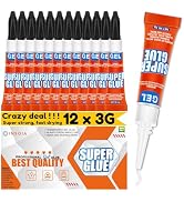 Super Glue Gel Clear Non-Drip, 12 X 3g All Purpose Strong Adhesive Ca Glue Quick Dry Instant Glue...