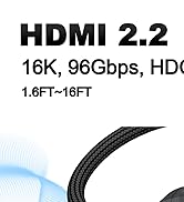 ZIKNYDO HDMI 2.2 Cable 6.6ft/2m, (96Gbps, 16K/10K/8K/4K, Dynamic HDR, HDR10+, Dolby Vision, Dolby...
