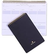 Meeting Notebook &amp; Undated Weekly Planner Productivity Notepad Bundle-Minimalist Top Spiral To-Do...