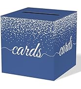 WNINK Blue Silver Cards Box, Cards Receiving Box For Birthday, Graduation, Wedding, Bridal or Bab...