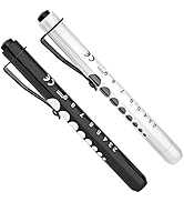 RISEMART Pen Lights for Nurses, 2 Pack Reusable Medical Pen Light with Pupil Gauge and Ruler, Whi...