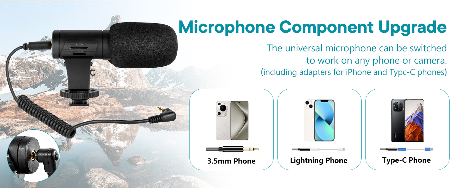 Vlogging Kit for iPhone, Android (with Tripod)