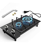 Gas Stove Gas Cooktop 2 Burners 12 Inch,ANHANE Portable Stainless Steel Built-in Gas Hob, LPG/NG ...