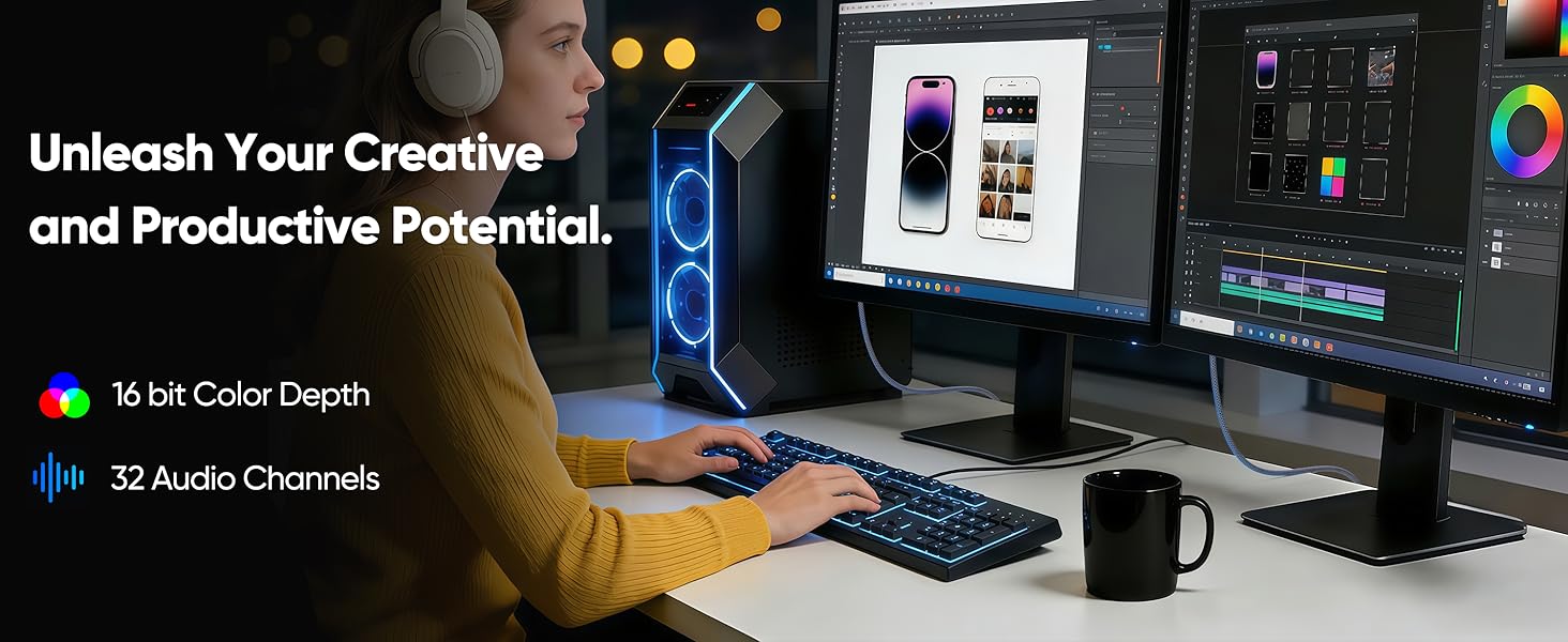 16 bit, 32 audio channels, perfect for work