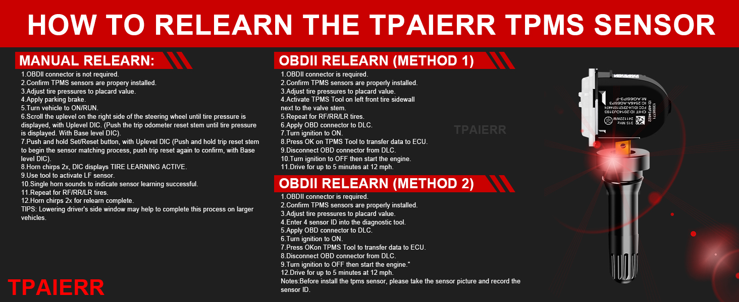 tpaierr tpms tire pressure sensor
